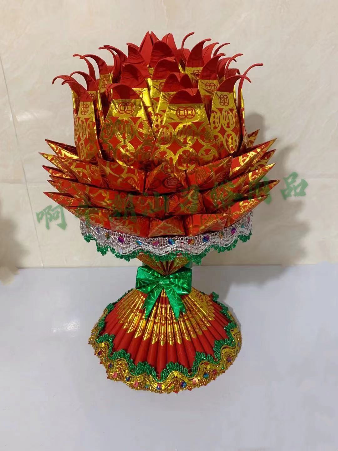 潮汕中秋赏月拜神折纸用品折塔花篮手捧莲花折纸