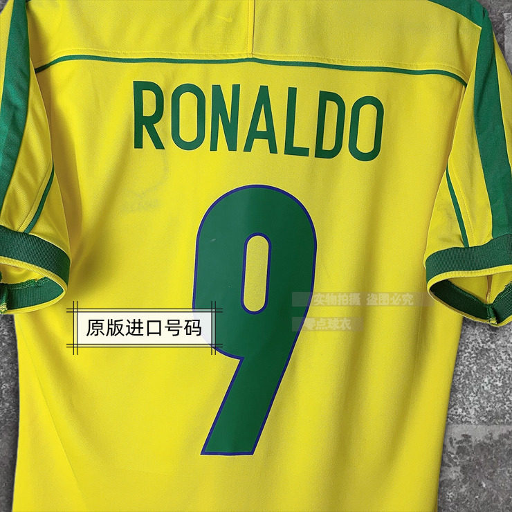 巴西球衣1998世界杯国家队复古足球足球队队服罗纳尔多足球服