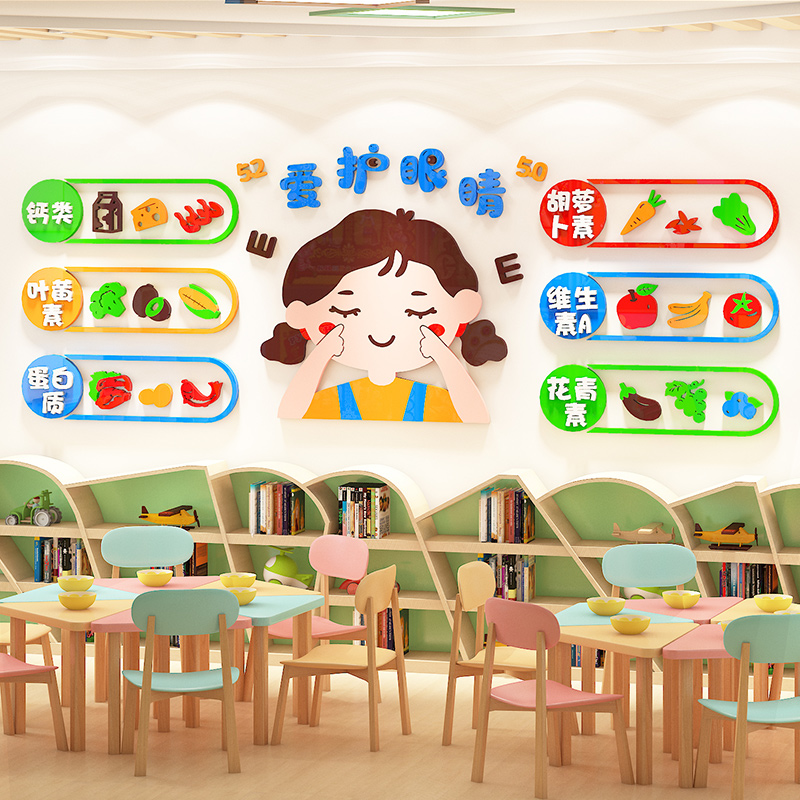 幼儿园保护眼睛食物环创主题墙面装饰教室走廊软装墙贴
