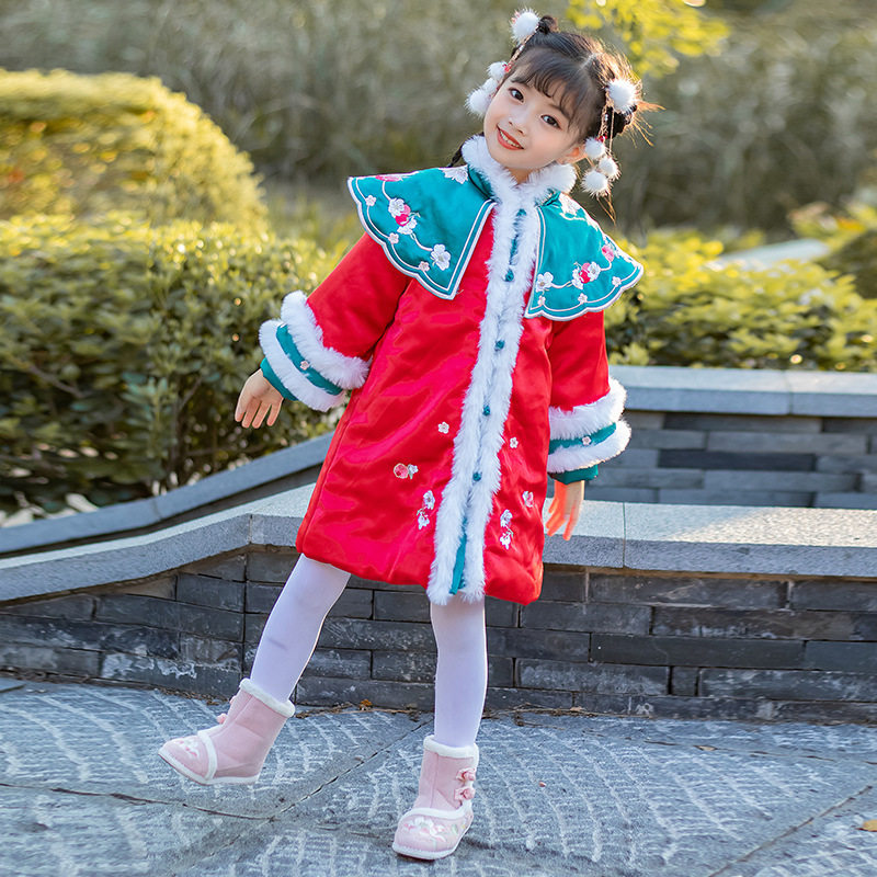汉服女童冬装儿童中国国风唐装棉服宝宝古风唐装