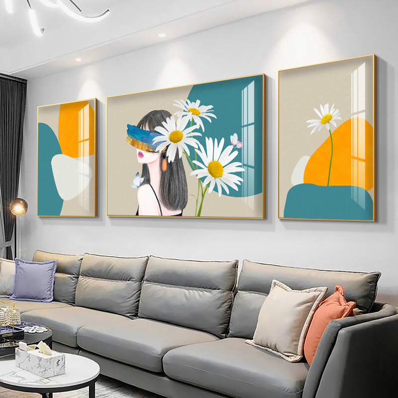 花卉人物客厅装饰画沙发背景墙挂画北欧三联现代简约现代装饰画