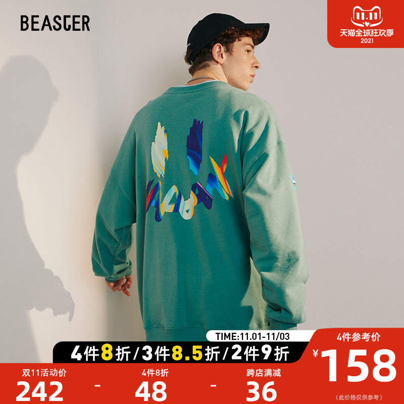 BEASTER小恶魔鬼脸套头刺绣印花新款国潮牌个性时尚卫衣