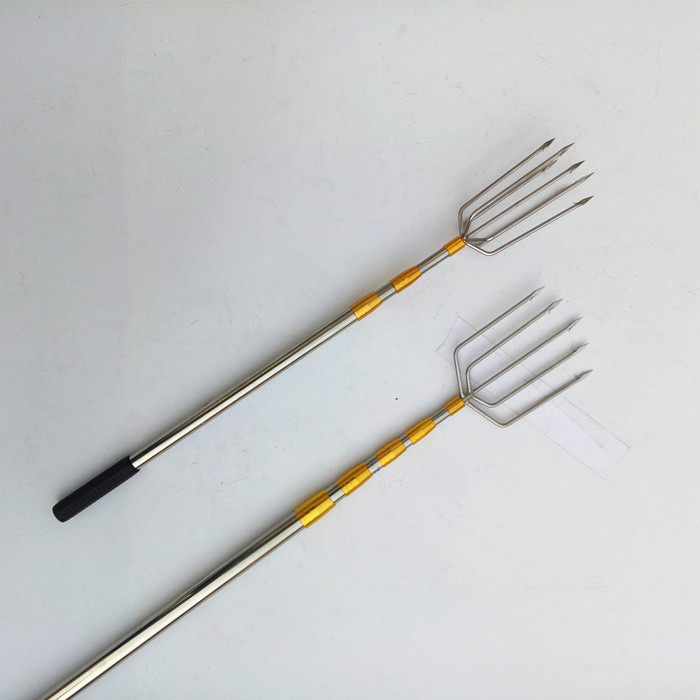 不锈钢鱼叉头倒刺大号鱼叉 射鱼器套装多功能伸缩鱼叉杆钢叉手工