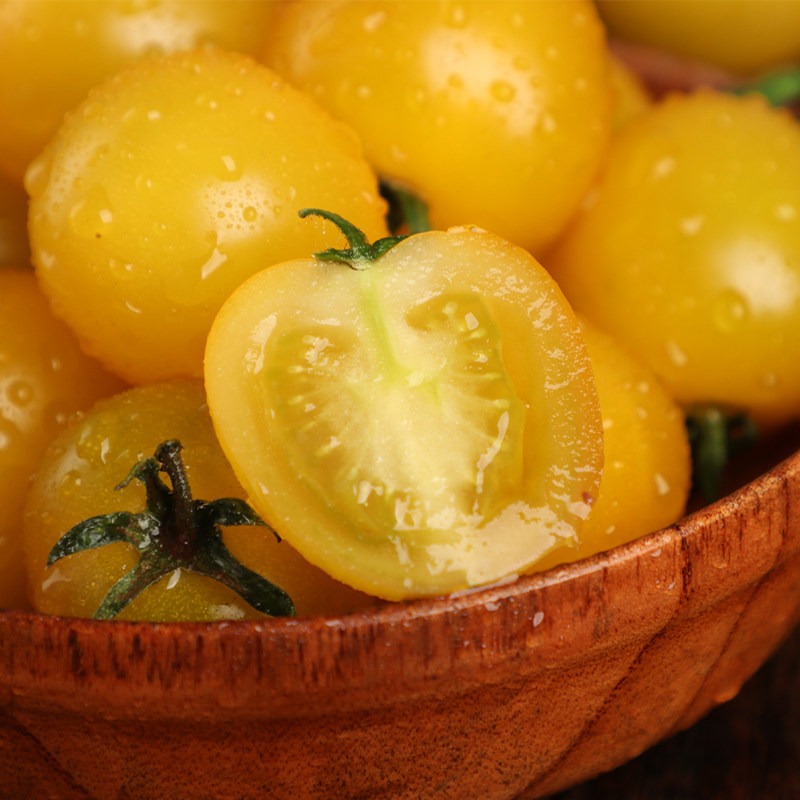黄色圣女果千禧小番茄夏日阳光新鲜一把黄豆小西甜瓜