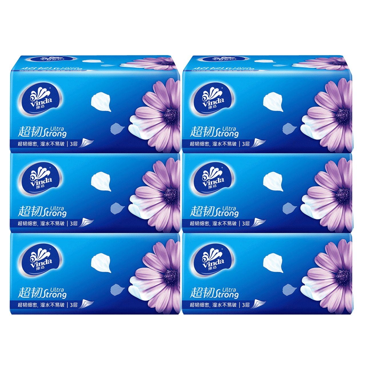 维达超韧系列软包抽纸3层130抽24包餐巾纸抽纸 婴儿可用家庭装 - 卓悟