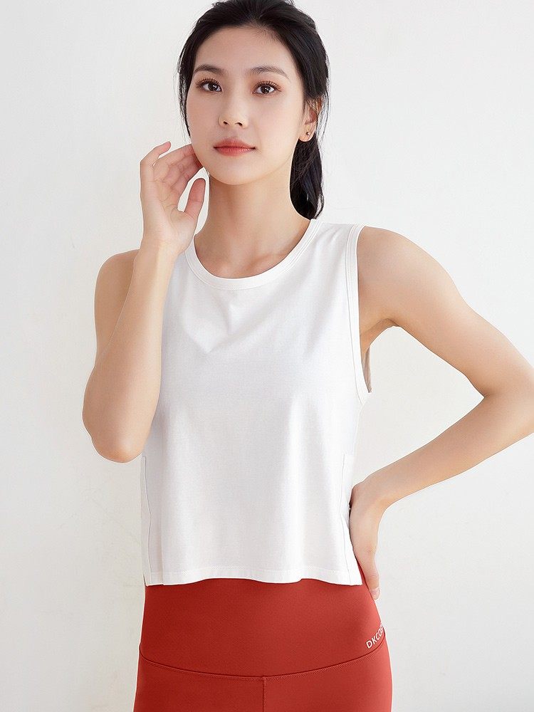 dk白色无袖运动健身训练背心女外跑步服速运动背心