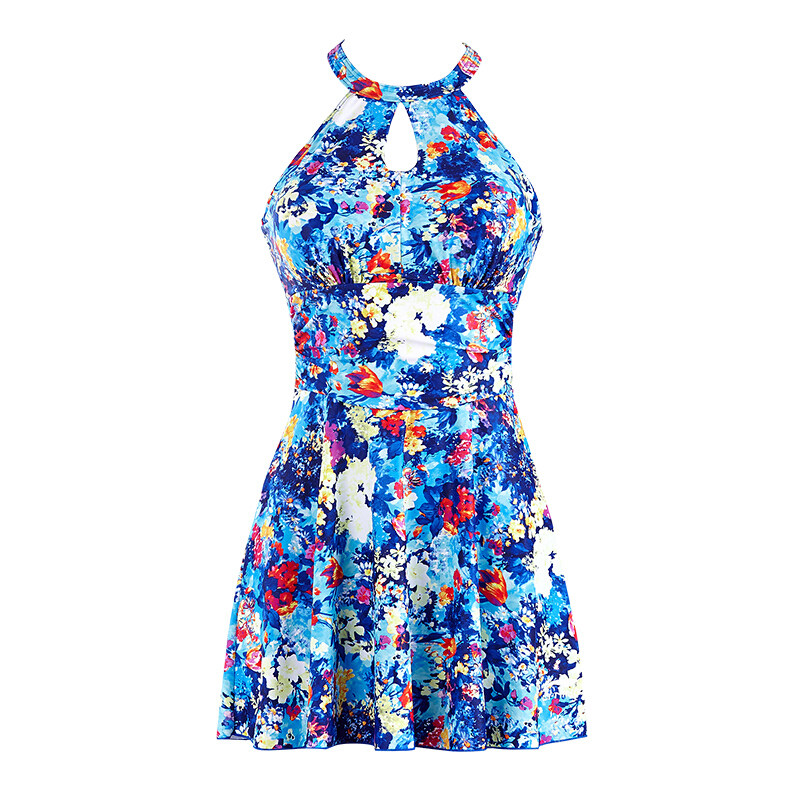 李宁温泉游泳衣女士分体裙式小胸钢托聚拢遮肚分体泳衣