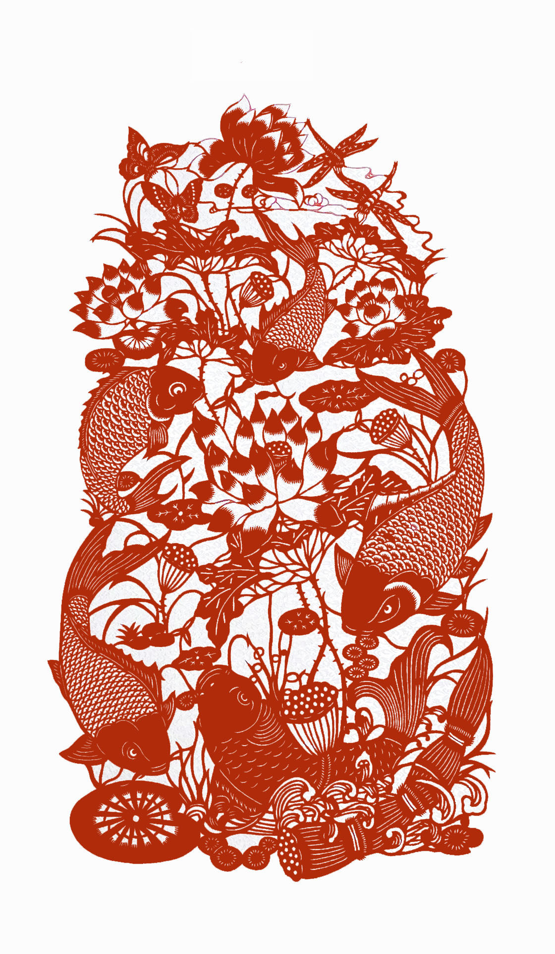 福之中国特色剪纸连年有余挂轴手工艺礼品过年家居装饰挂件折纸