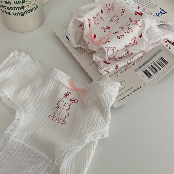 Xin Bangbang Bra Fungus Side Student Girls' Briefs Pure Cotton Comfortable Elastic Medium Waist Thin Cotton Underwear Women Xin Bangbang Bra Fungus Side Student Girls' Briefs Pure Cotton Comfortable Elastic Medium Waist Thin Cotton Underwear Women