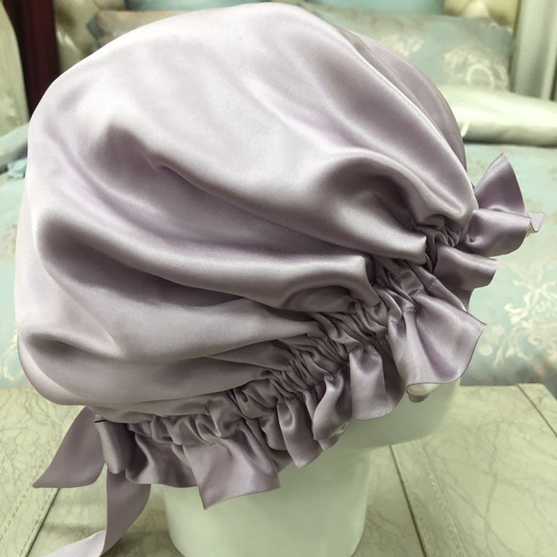 瑞帛汇100桑蚕丝真丝睡帽月子帽产后护发居家养发空调帽可调节