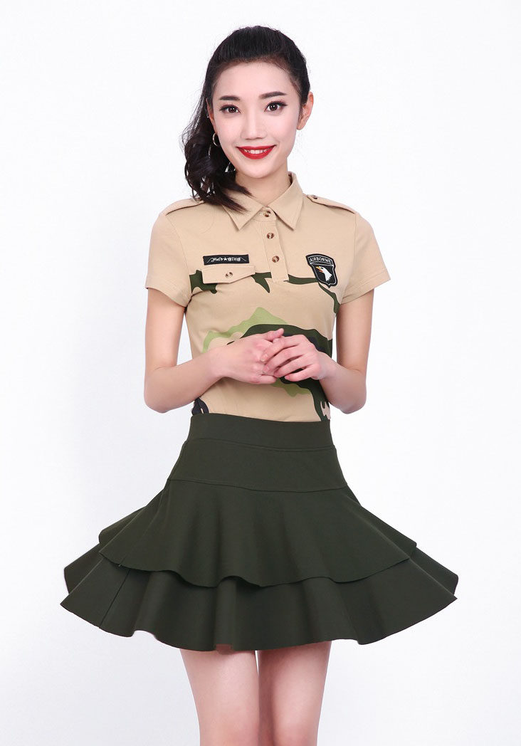 女夏款短裙水兵服装翻领短袖五星军迷套装哈伦t恤