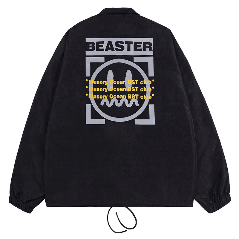 beaster嘻哈宽松反光印花小恶魔鬼脸夹克外套男潮夹克