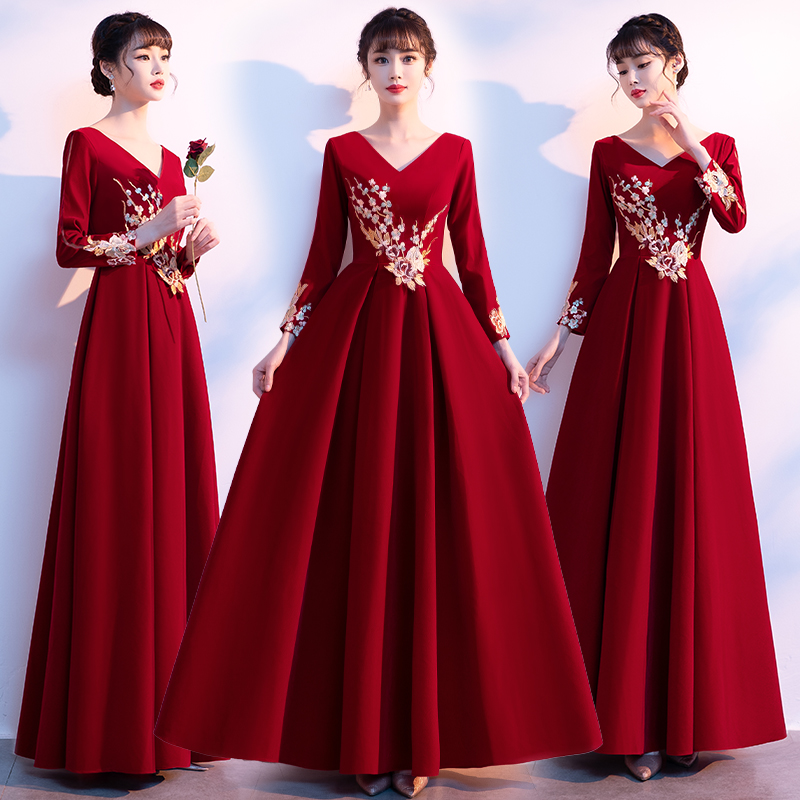 星空晚礼服女大合唱团演出服2022新款朗诵气质独唱民族服装