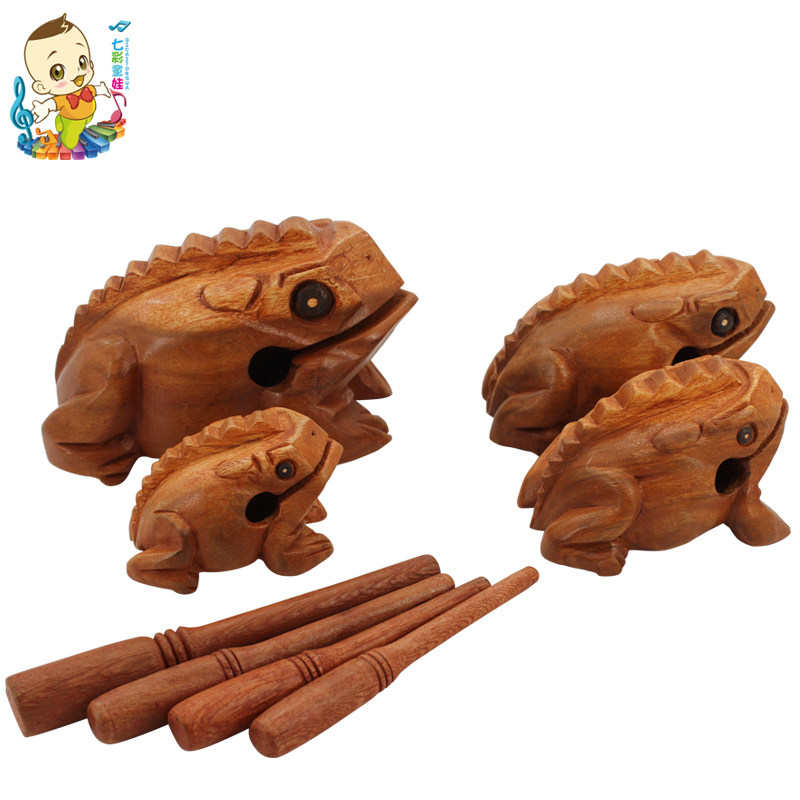 木鱼木质青蛙蛙鸣蟾蜍玩具呱呱音效乐器幼儿打击乐器