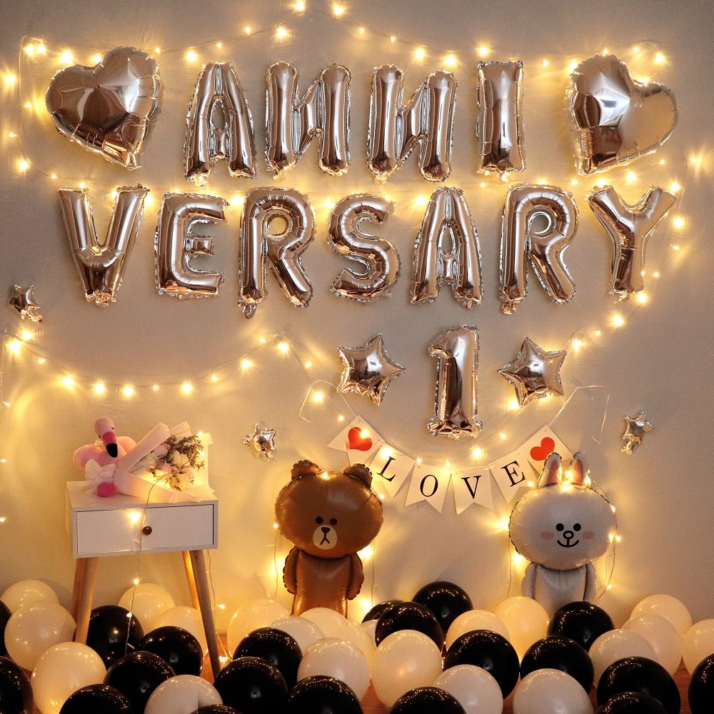 场景气球酒店一周年周年情人节结婚表白浪漫布置气球