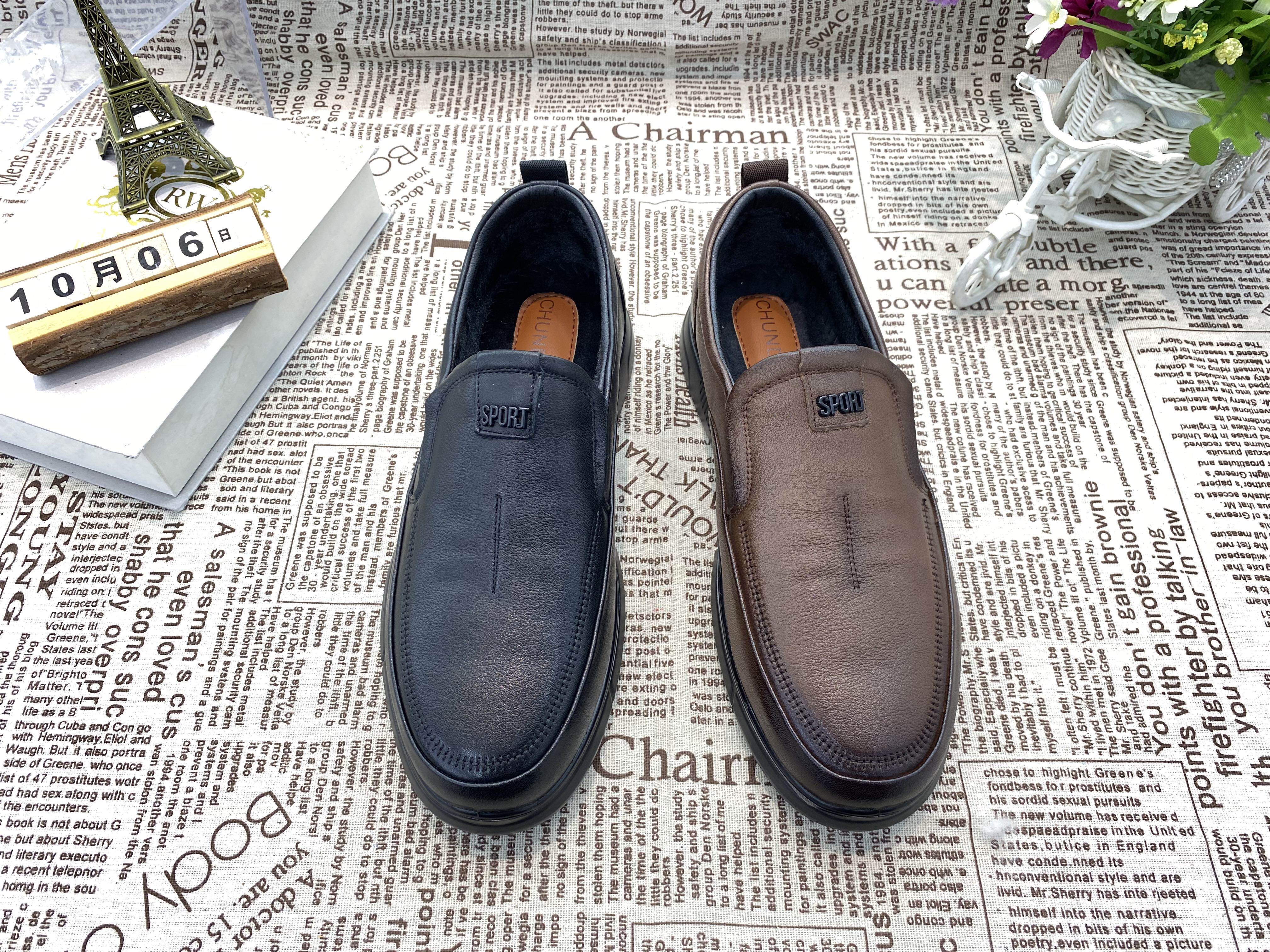 春达加绒男鞋秋冬新款透气耐磨正品防滑牛皮休闲皮鞋