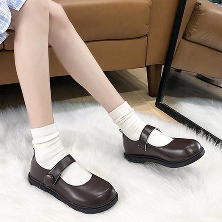 jk制服鞋日系小皮鞋女浅口复古圆头小学生初中生单鞋