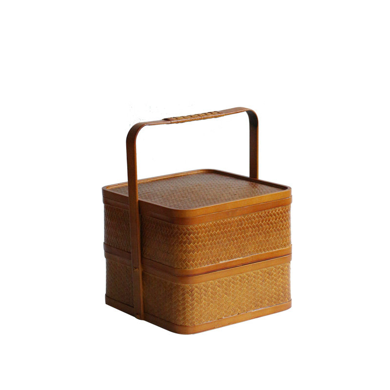 日式竹编收纳食盒野餐祭祀碟子点心月饼礼盒竹编