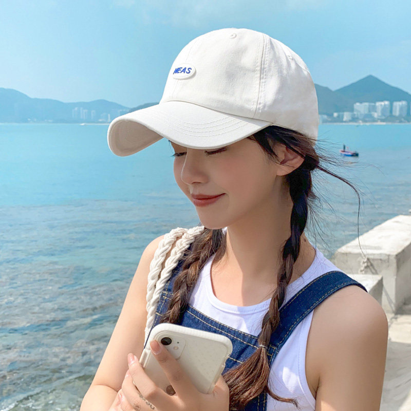 软顶白色鸭舌帽夏季帽子棒球帽女韩版百搭ins潮酷帽子