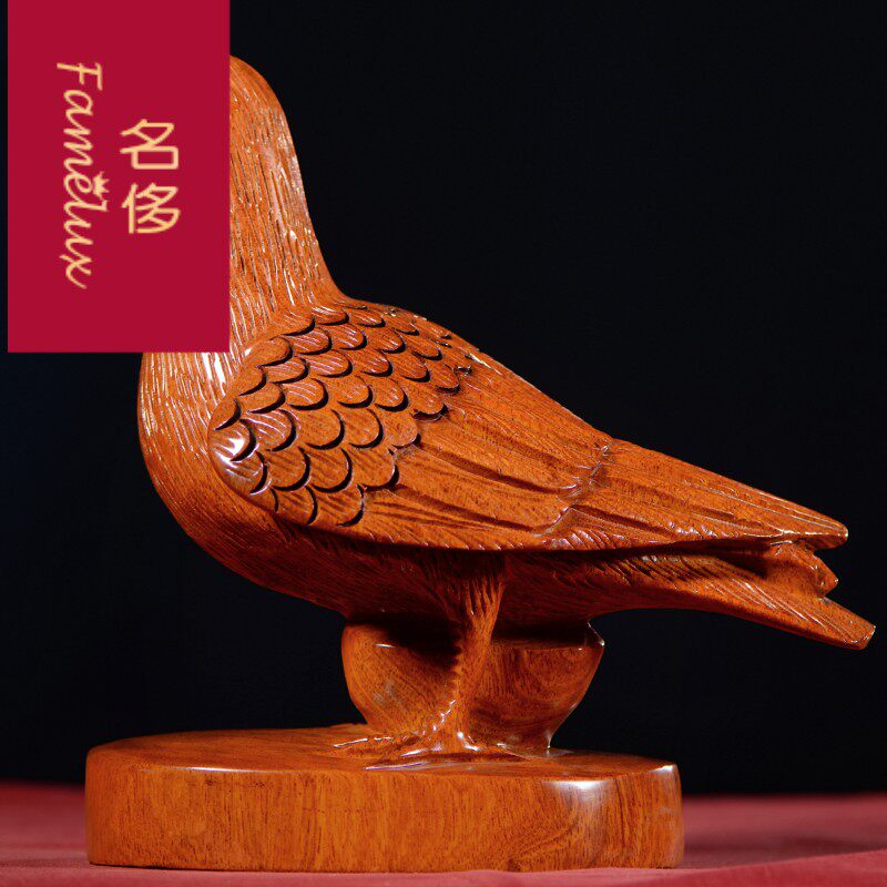 花梨木雕鸽子摆件实木木质雕刻信鸽动物家居摆件