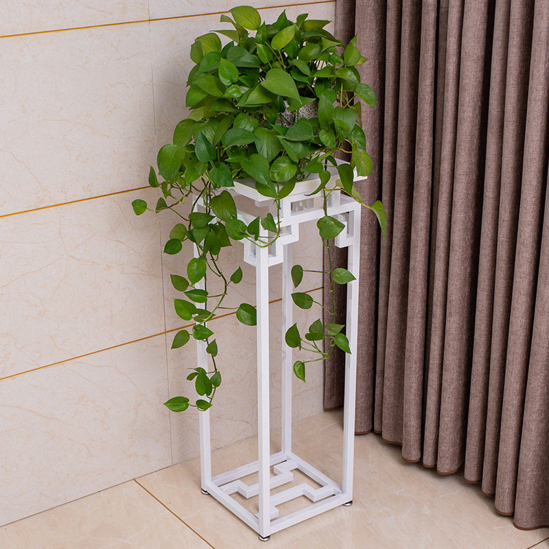 中式花架室内客厅电视柜旁大盆绿萝花架子中国风落地式铁艺置物架