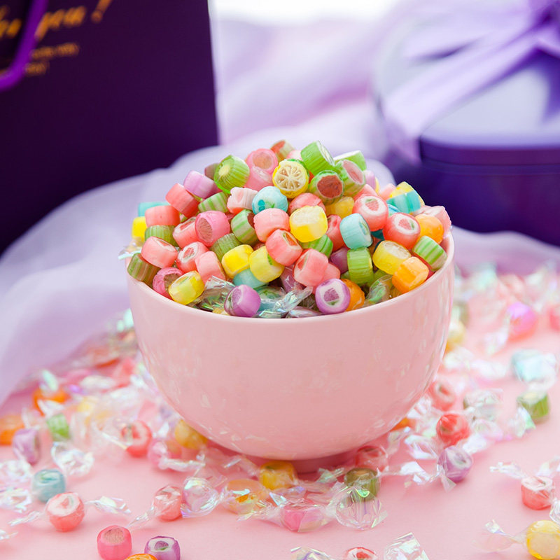 圣诞节糖果560g桶装迷你水果切片糖千纸鹤糖水果糖混装儿童小零食