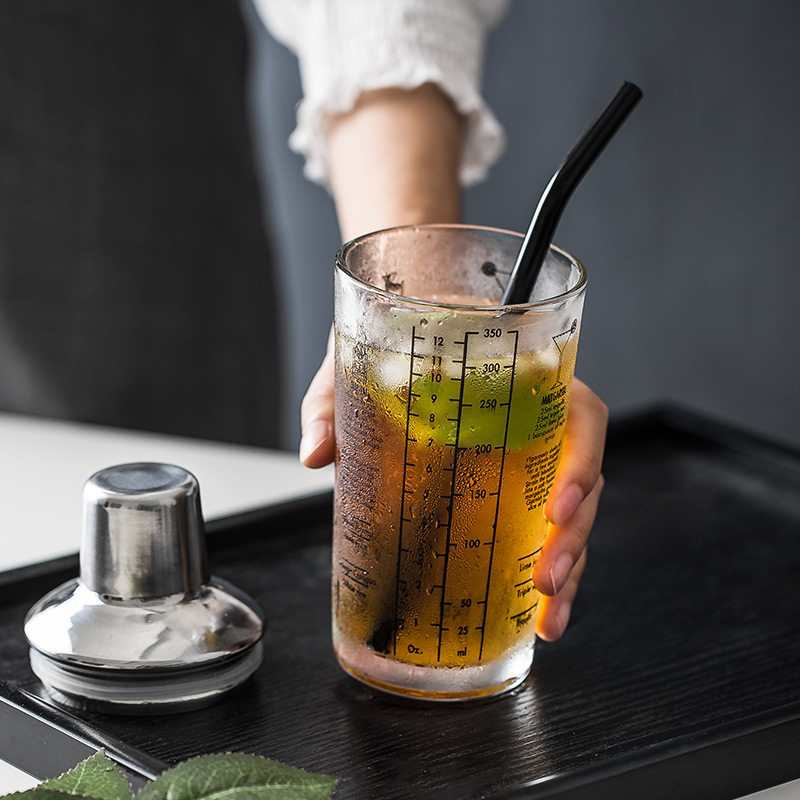 玻璃调酒器带刻度雪克杯 透明奶茶手摇杯酒吧鸡尾酒摇酒壶酒具