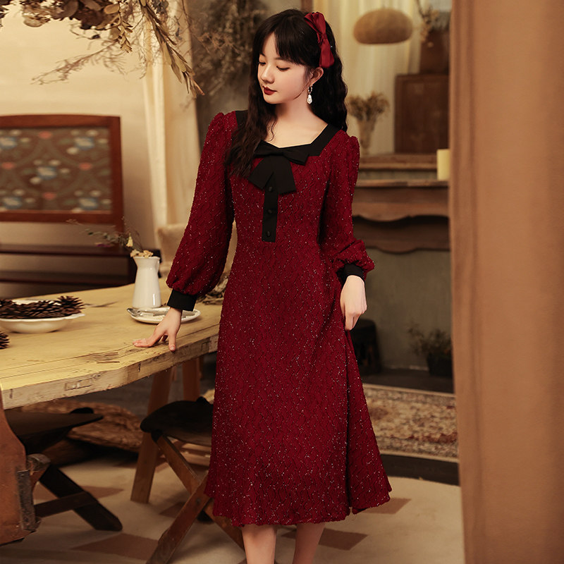 小个子敬酒服夏季高端轻奢小众酒红色气质高档晚礼服裙女平时可穿
