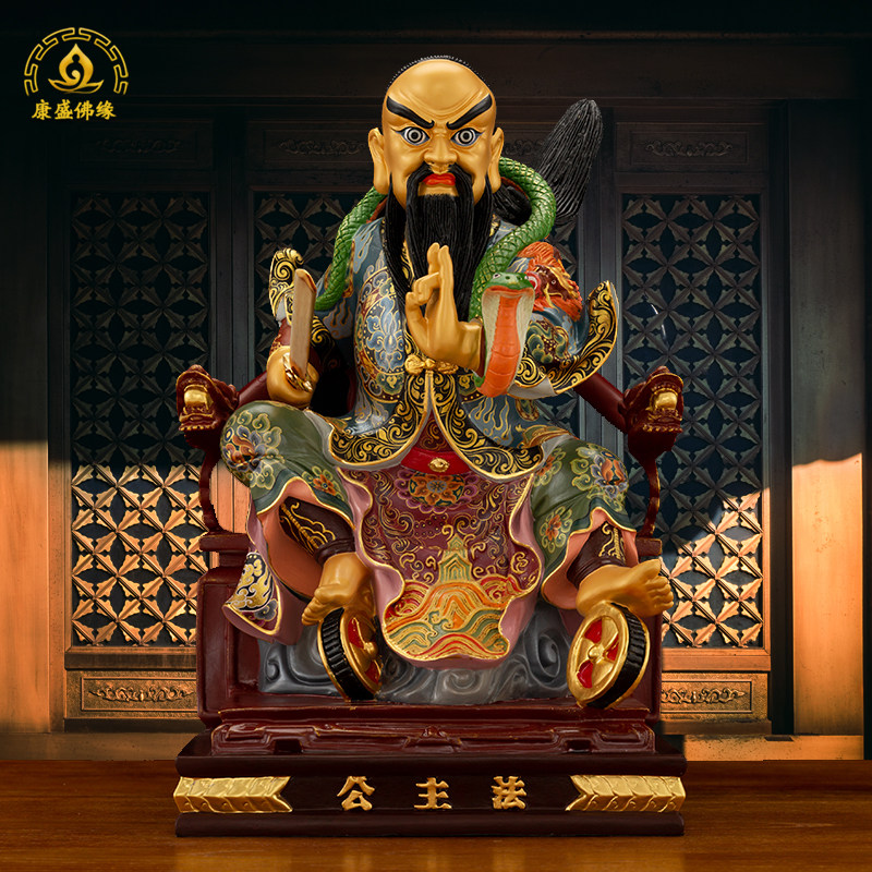 主公16英寸神像纯铜彩绘鎏金道教监雷御史张法摆件
