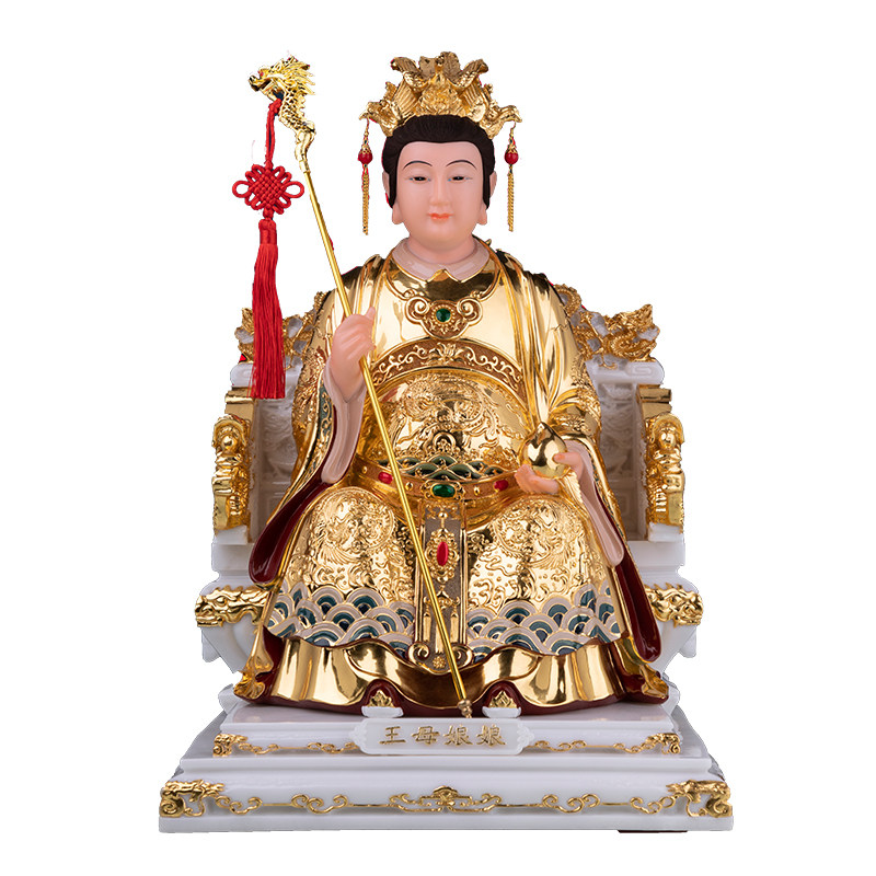 王母玉帝神像树脂彩绘汉白玉贴金供奉龙椅玉皇大帝摆件