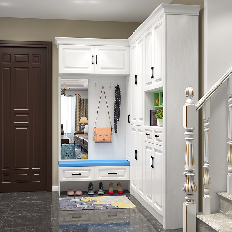 欧式转角玄关简约现代入户鞋柜多功能门厅衣帽鞋柜