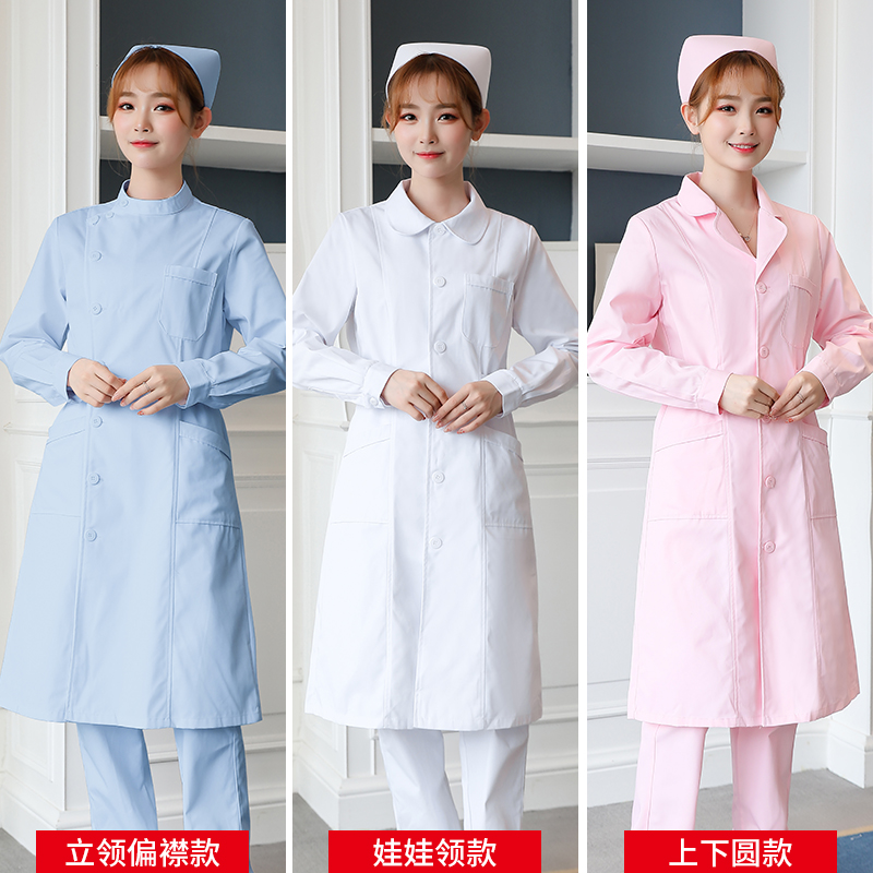 护士服长袖女立领圆领白大褂医生服夏季短袖套装药店美容院工作服