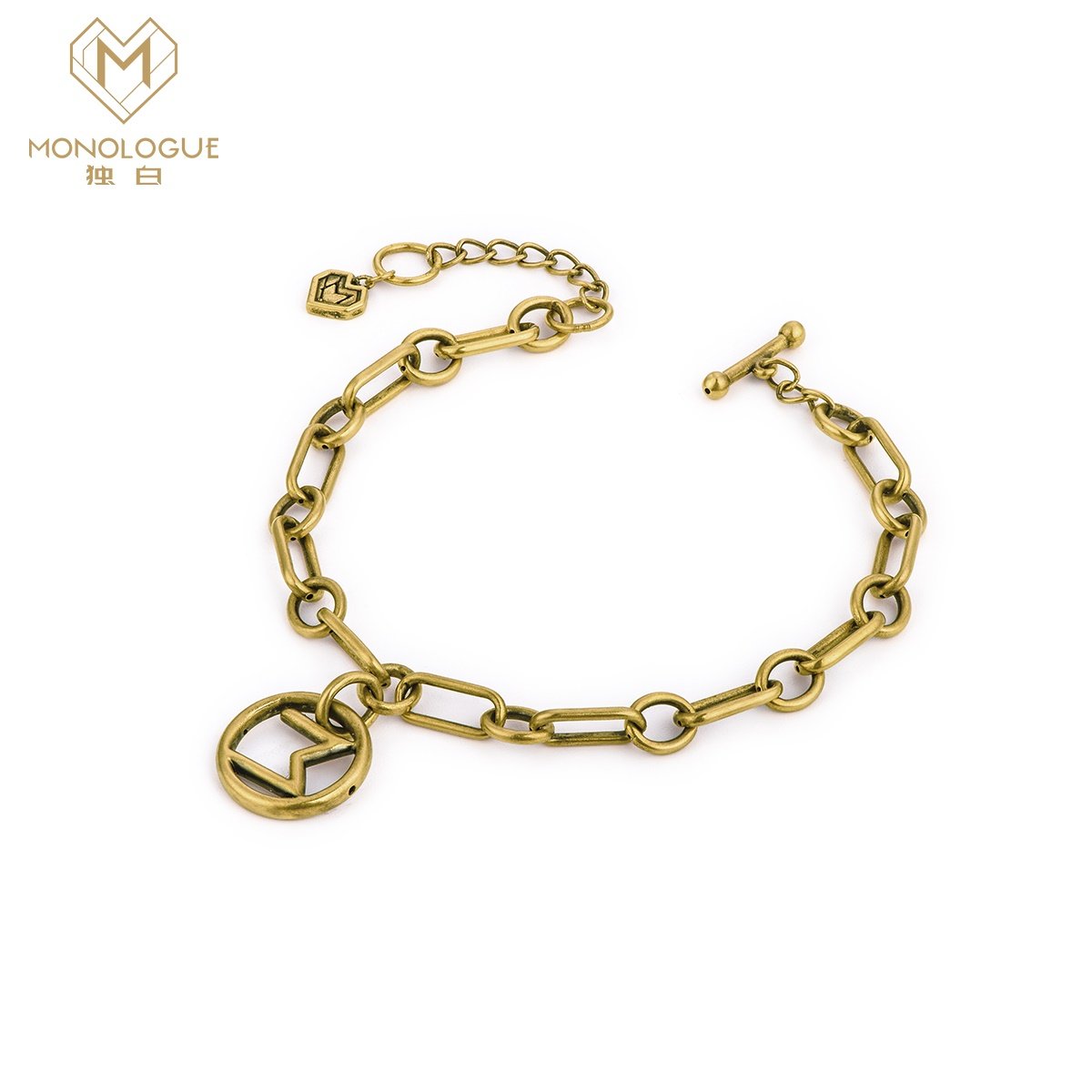 monologue独白拜金主义复古3d硬金黄金手链手饰