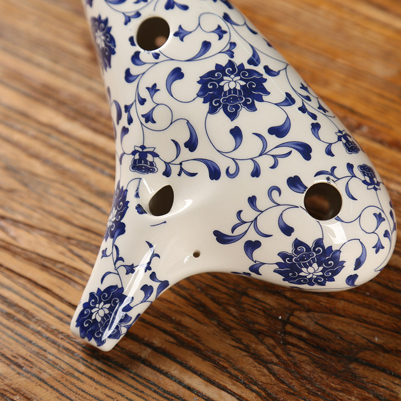 陶笛临风青花瓷12孔中音ac调陶笛埙初学专业陶笛