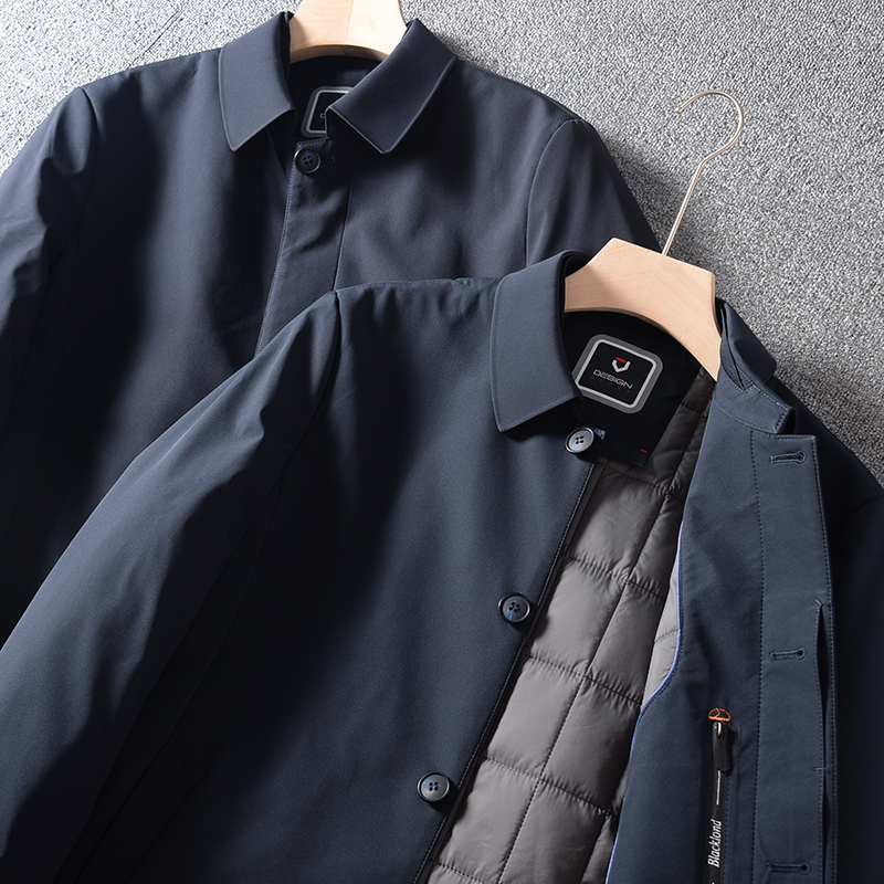 高端轻奢！外贸剪标撤柜桑蚕丝棉衣中年男装商务休闲翻领棉服外套
