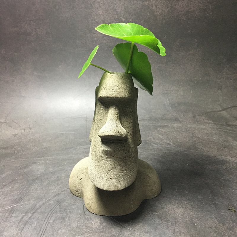 冬官手水泥笔插笔筒复活节石像人像雕像创意摆件笔插