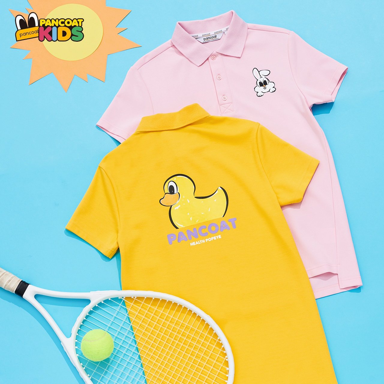 pancoat童装2020夏季新款洋气亲子装母女装可爱小黄鸭短袖连衣裙