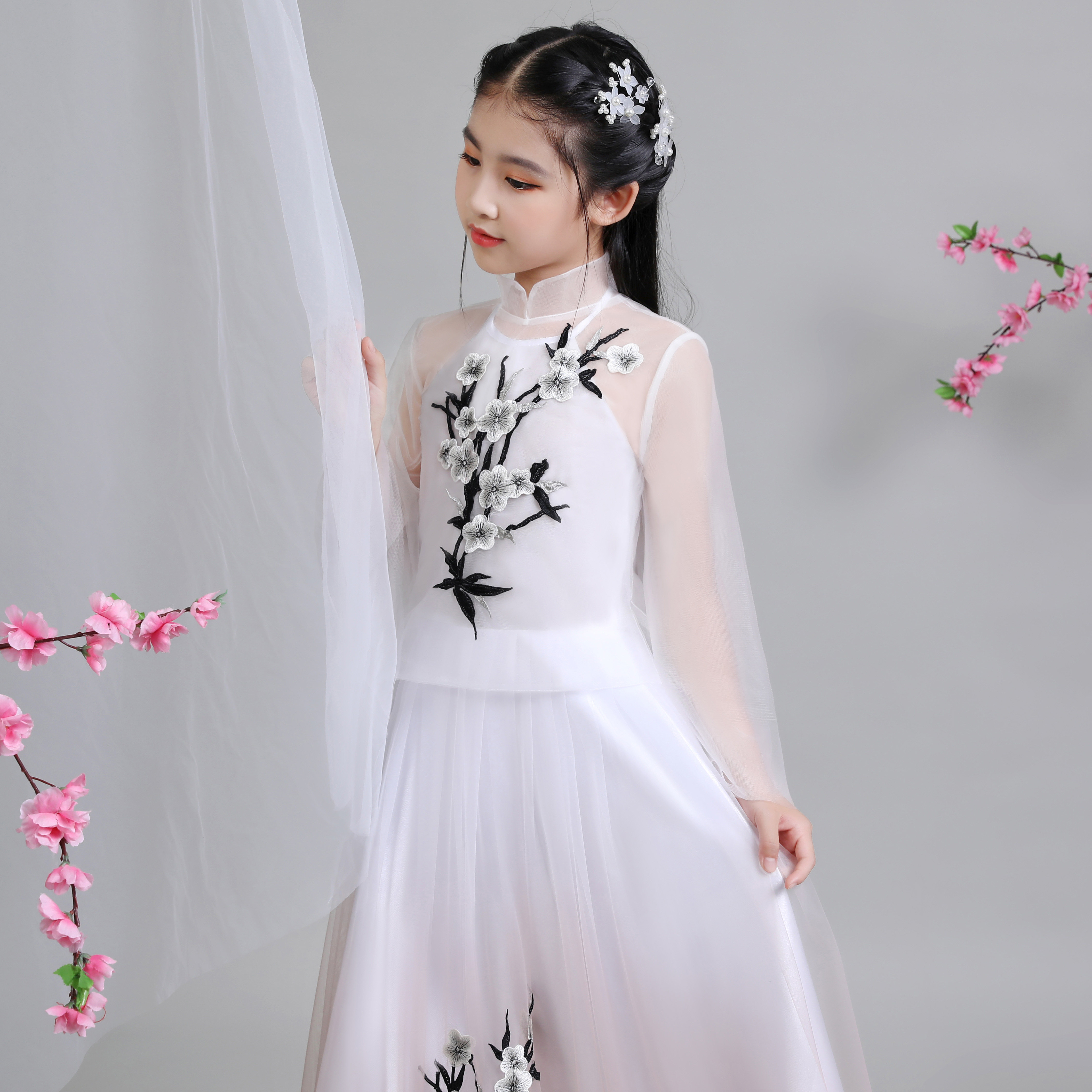 民国风童装儿童民国学生装女童古筝演出服装中式中国古装春款套装