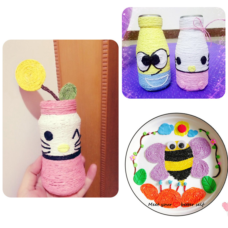 儿童彩色纸绳粘贴画幼儿园diy手工创意粘贴材料吊饰装饰编织绳