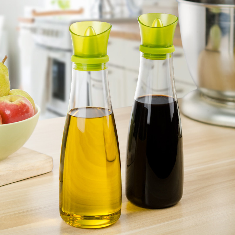 纳川创意防漏油醋瓶家用厨房用品玻璃调味瓶储酱油瓶小油壶2个装