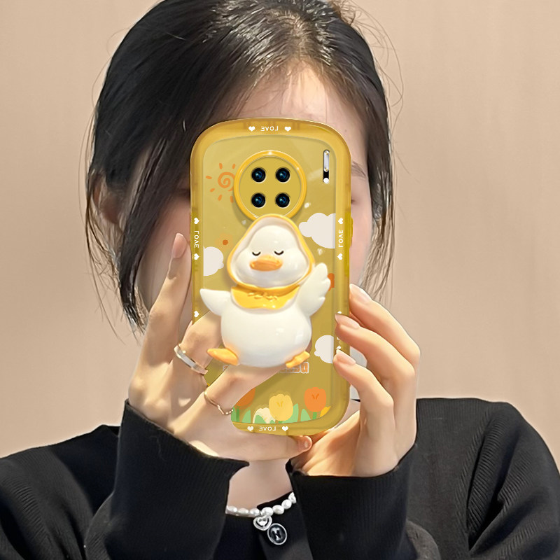 适用于郁金香nova7可爱p30p40opporeno8mate30支架鸭子手机保护套
