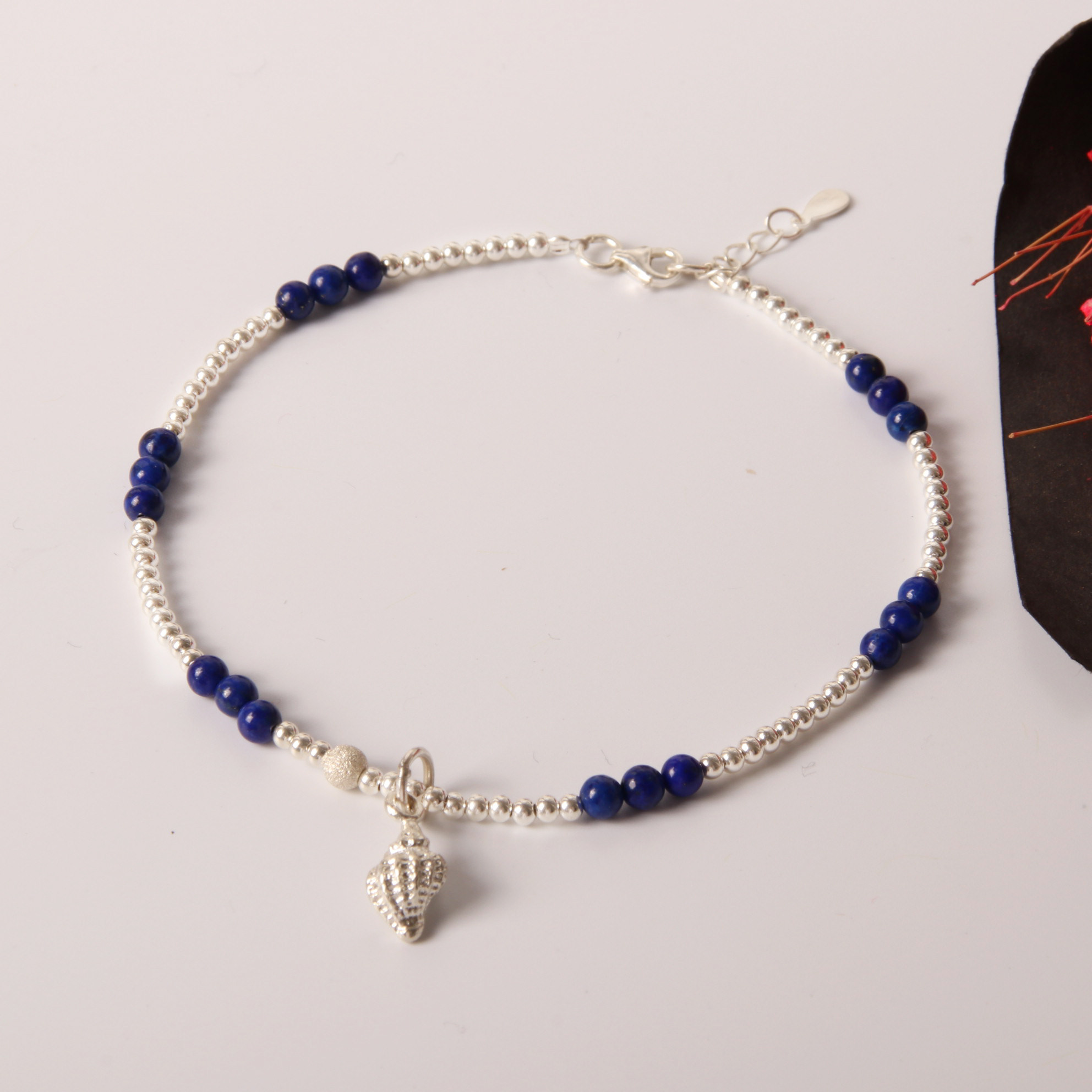 青金金石搭配手链时尚圆珠扭转银珠手串精美手链