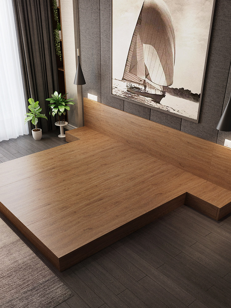 日式榻榻米落地矮床现代简约北欧主卧双人床1.8米板式板式床