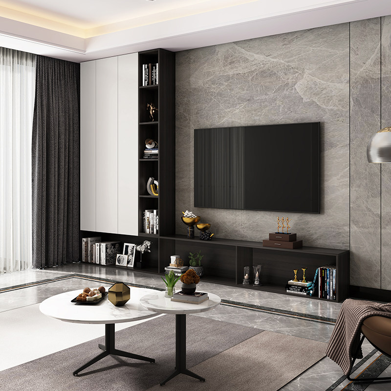 电视柜组合现代简约墙柜整墙意式极简茶几定制客厅电视柜