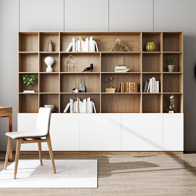 简约现代落地书柜定制整墙一体北欧书房书橱组合书柜