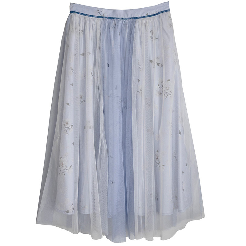 北冥有渔原创【月笼纱】文艺复古森系网纱印花半身裙印花a字裙