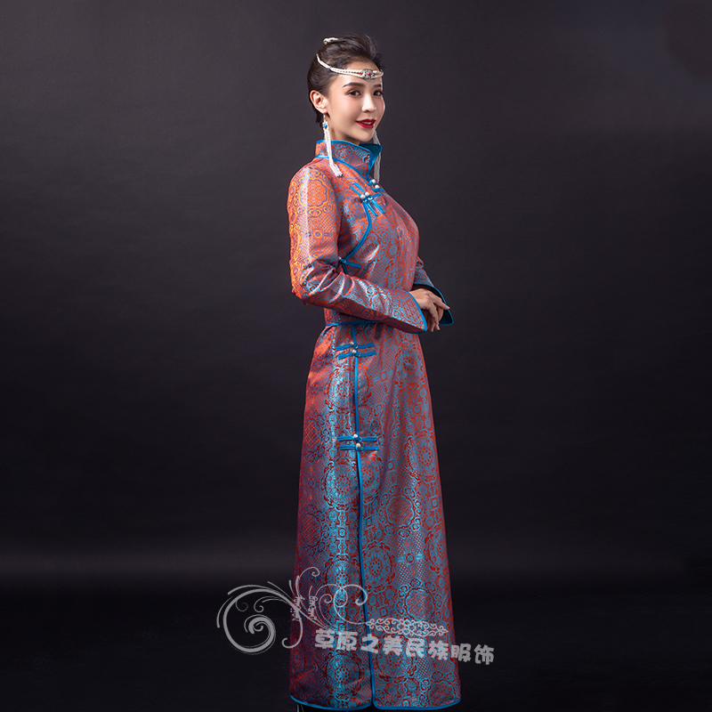 大淘人折扣商城 女装 新款女士蒙古袍日常生活装长款民族风连衣裙蒙族