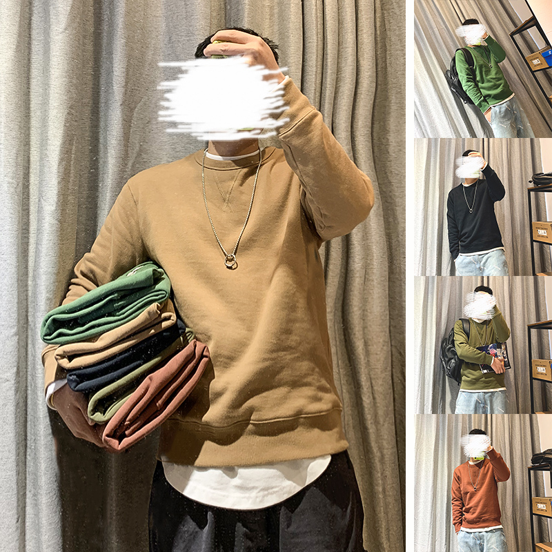 秋冬卫衣男潮ins潮牌痞帅2022新款无帽加绒加厚宽松潮流百搭圆领