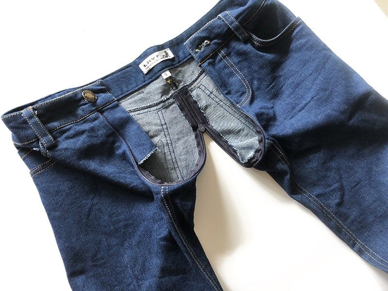 开口拉链打野裤子户外男士款出野外牛仔裤