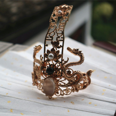 男士束发冠汉服头古典男女通用配饰武侠王爷保色镀金套装发饰